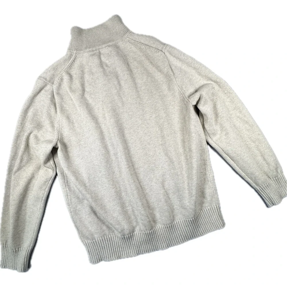 NWOT J. Crew Quarter Zip Sweater Mens Large Beige Cotton MockNeck Pullover